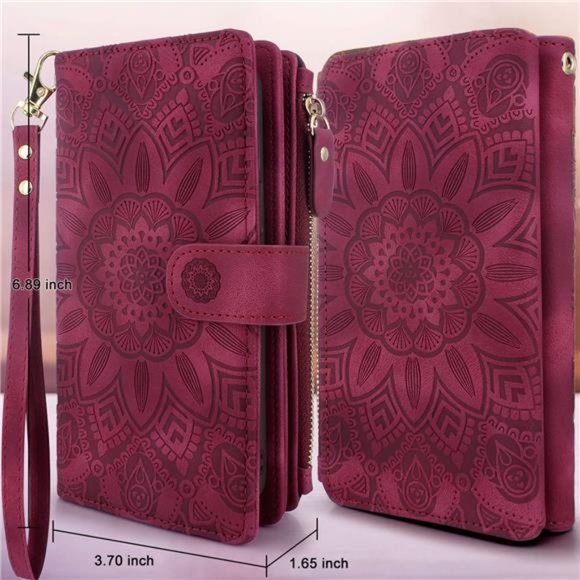 For iPhone 14 Pro Max 6.7in 5G 2022 Durable PU Leather Wallet Case with Strap - Picture 2 of 6